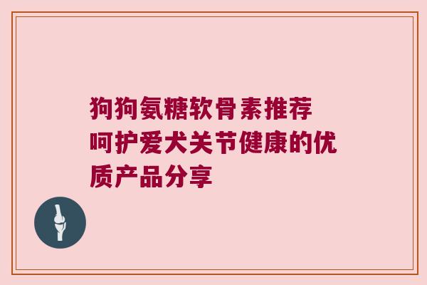 狗狗氨糖软骨素推荐 呵护爱犬关节健康的优质产品分享 狗狗氨糖软骨素推荐 呵护爱犬关节健康的优质产品分享
