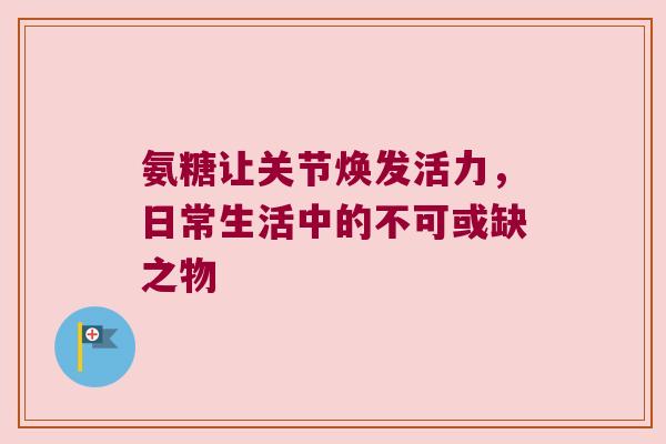 氨糖让关节焕发活力，日常生活中的不可或缺之物
