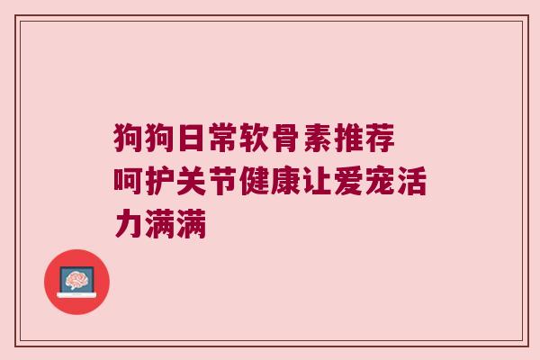 狗狗日常软骨素推荐 呵护关节健康让爱宠活力满满