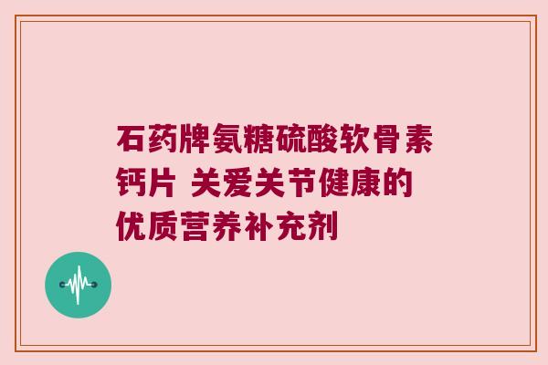 石药牌氨糖硫酸软骨素钙片 关爱关节健康的优质营养补充剂 石药牌氨糖硫酸软骨素钙片 关爱关节健康的优质营养补充剂