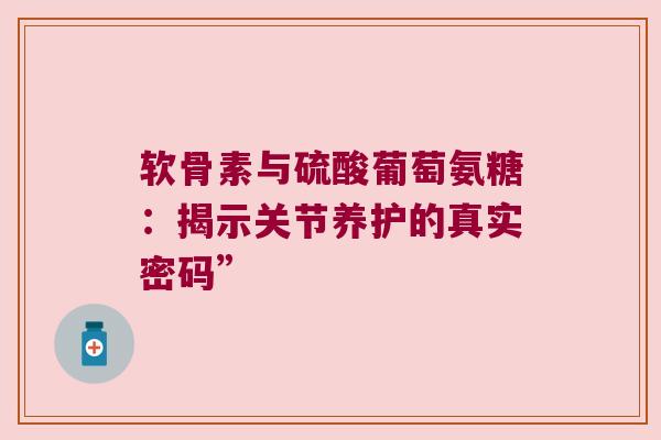 软骨素与硫酸葡萄氨糖：揭示关节养护的真实密码”