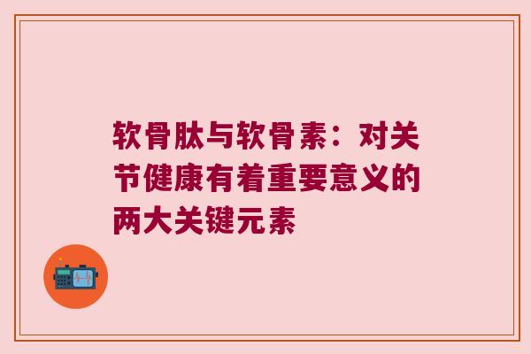 软骨肽与软骨素:对关节健康有着重要意义的两大关键元素 软骨肽与软骨素:对关节健康有着重要意义的两大关键元素
