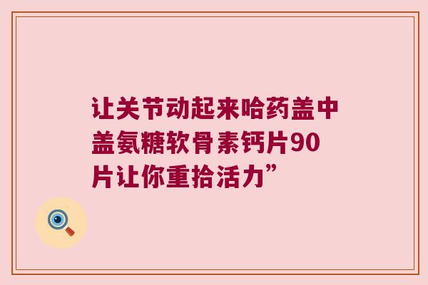 让关节动起来哈药盖中盖氨糖软骨素钙片90片让你重拾活力”