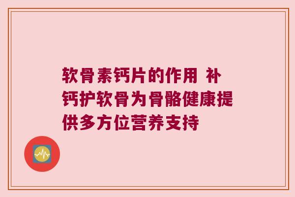 软骨素钙片的作用 补钙护软骨为骨骼健康提供多方位营养支持